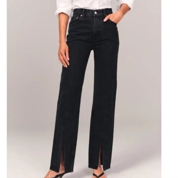 Abercrombie & Fitch Denim - NWT Abercrombie & Fitch 90's Relaxed Jeans Size 31 / 12 Long Black Denim Boho